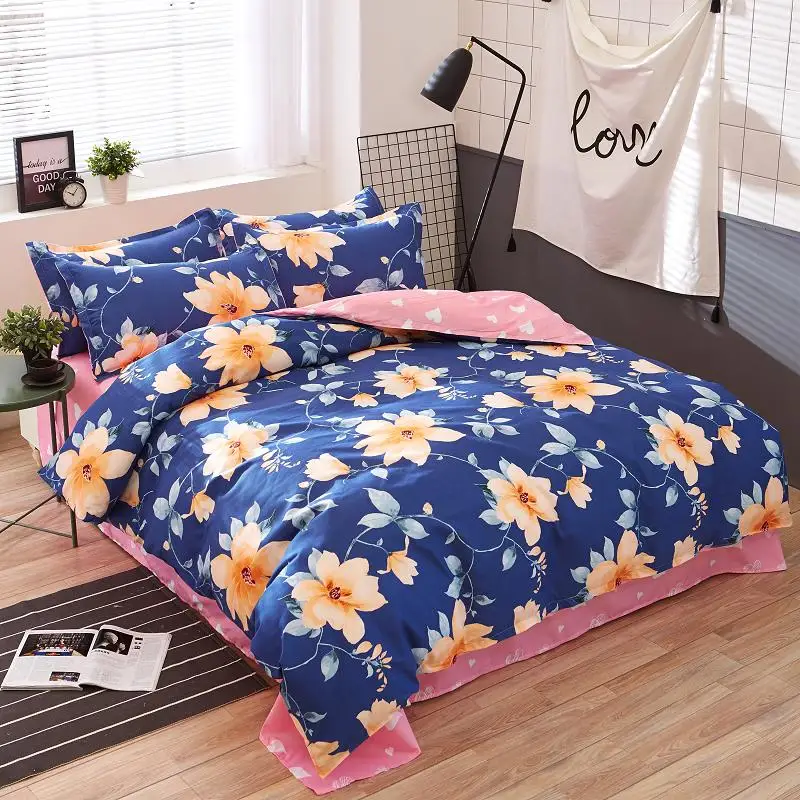 

2019 New 100% Polyester pastoral style 3/4 sets of bedding bedding pillow bed sheets quilt King Queen Full Twin