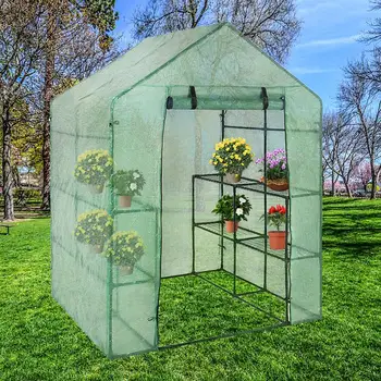

Portable Plastic Garden Greenhouse Cover Not Include Shelf For 2 Layer Mini Walk In Greenhouse Outdoor 40