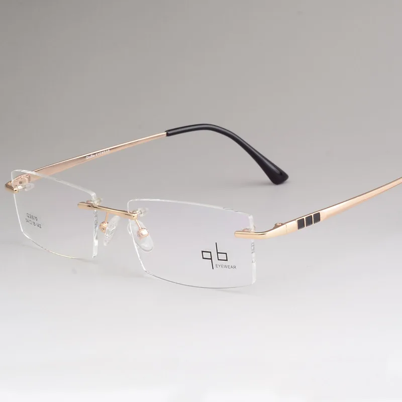 Man Glasses Optical High End Classic Men Rimless Eyeglasses Frame Top Quality Alloy Spectacle Male Myopia Eyewear Ultra Light | Аксессуары