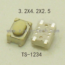 1000 шт./лот микрокнопка 3X4X2,5 мм 4PIN SMT моментальный тактовый переключатель крепление для автомобильной системы/сигаретный инструмент TS-1234/TS-1234U
