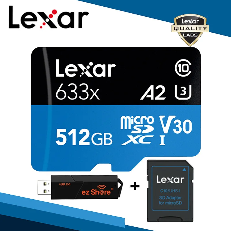 Lexar Micro SD 128 Гб 64 ГБ 32 ГБ оперативной памяти, 16 Гб встроенной памяти, 95 МБ/с. TF высокого Скорость флеш-карты памяти Micro SD карта C10 Оригинальная карта памяти для Gopro Камера - Capacity: 512GB