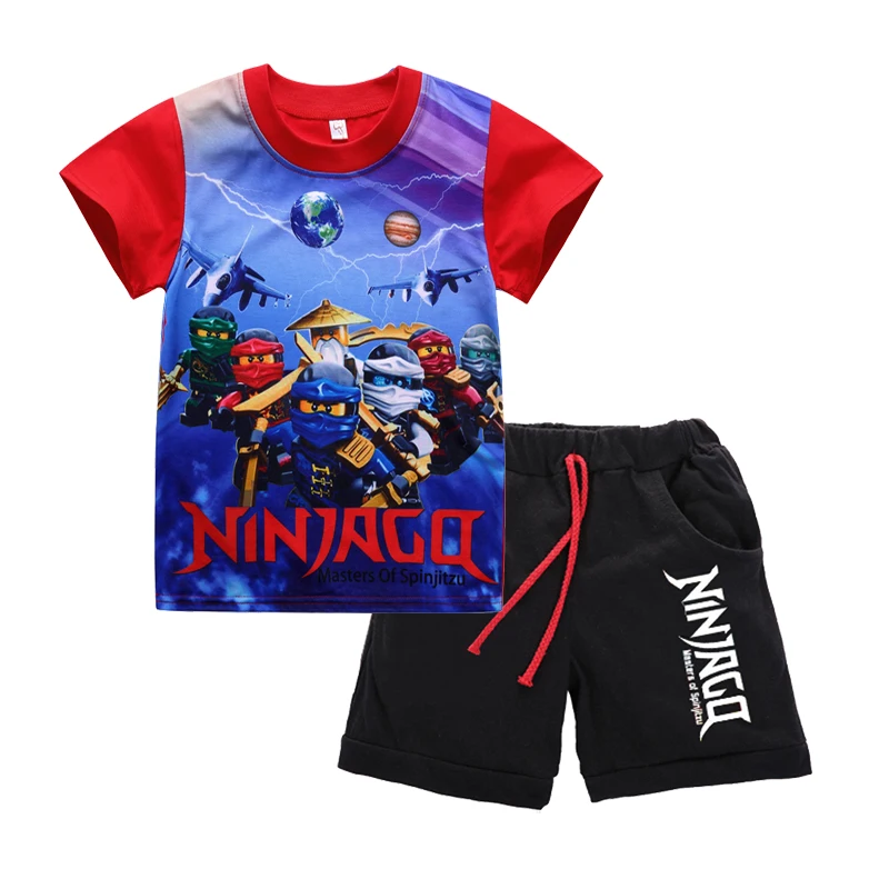 Новинка года; летняя детская одежда футболка для маленьких мальчиков и девочек хлопковая Футболка с рисунком ниндзя Ниндзяго детские топы; футболки