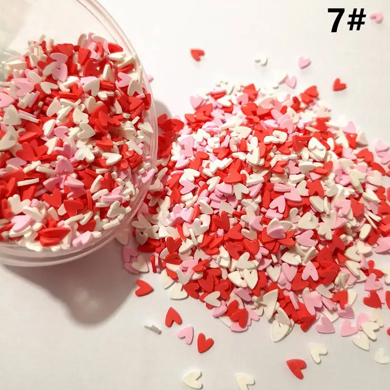 100g Mixed Color Clay Chocolate Sprinkles Heart Shaped DIY Parts Fake Cake Decorating Polymer Clay Sweets Deco Decoration 