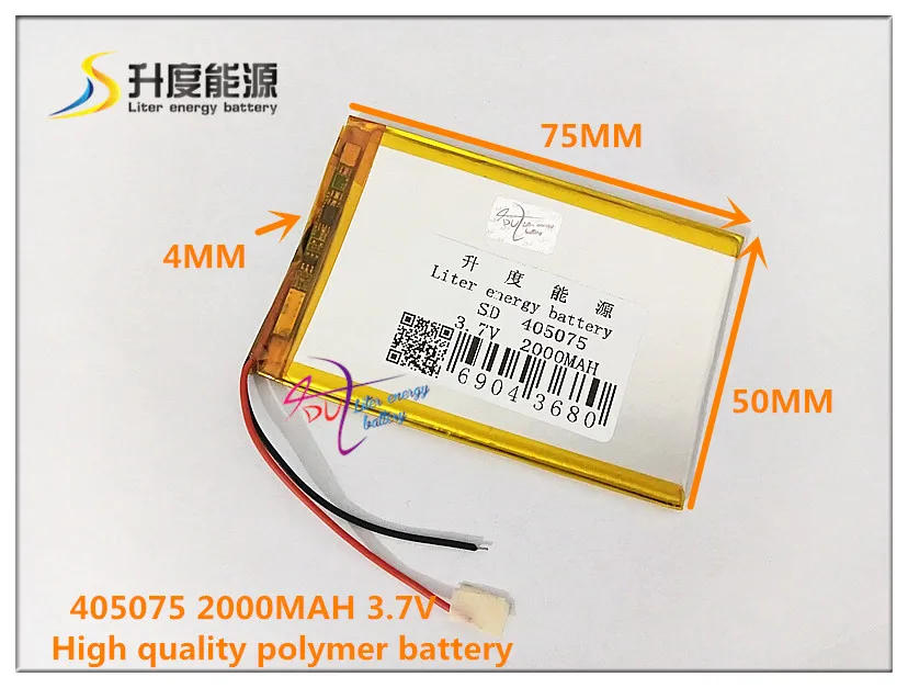 Литровый аккумулятор 3 7 V 2000mAH 405075 полимерный литий-ионный/литий-ионный для POWER BANK