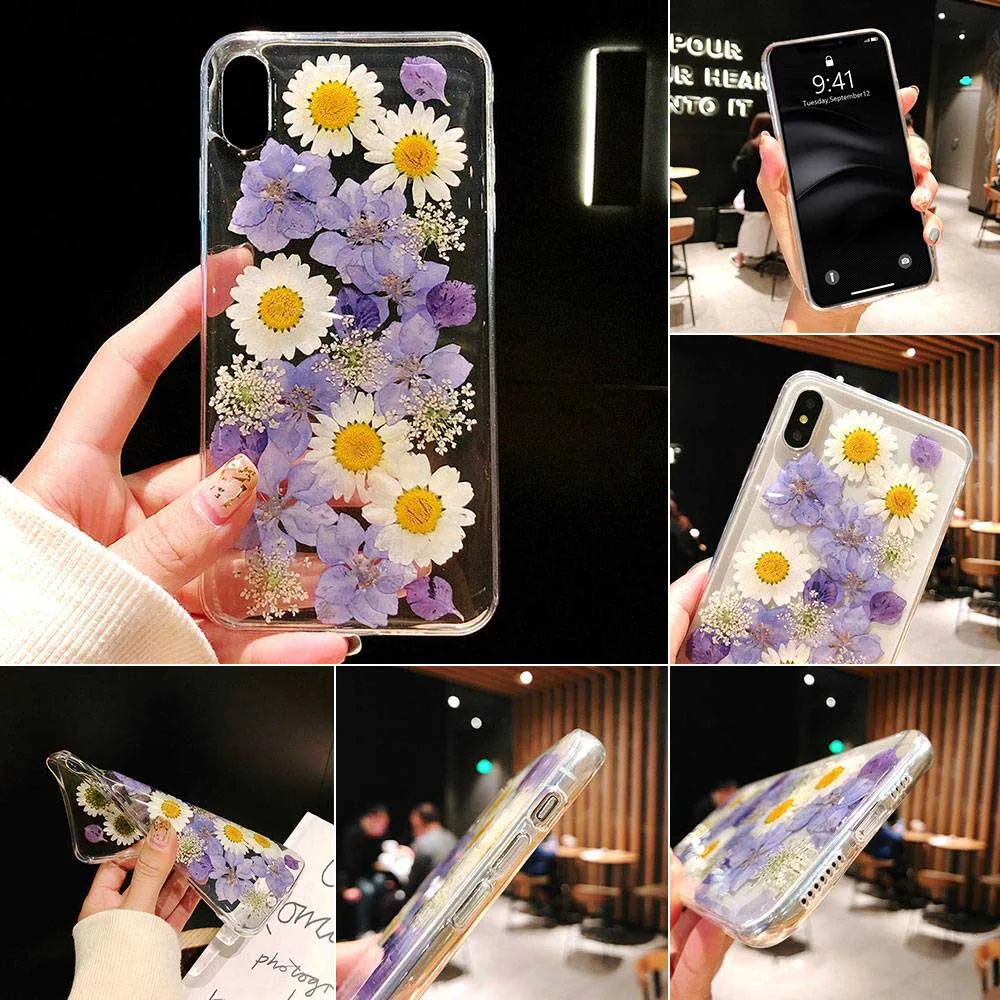 

KISSCASE Real Flowers Dried Case For iPhone X 6S Plus 7 8 Plus 6 5s SE XS MAX XR Flower Transparent Soft Silicone Phone Cover