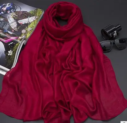 Горячая Распродажа, модные весенние и осенние женские шарфы, цветные шелковые шарфы, хиджаб, мусульманские хиджабы, 20 цветов - Цвет: wine