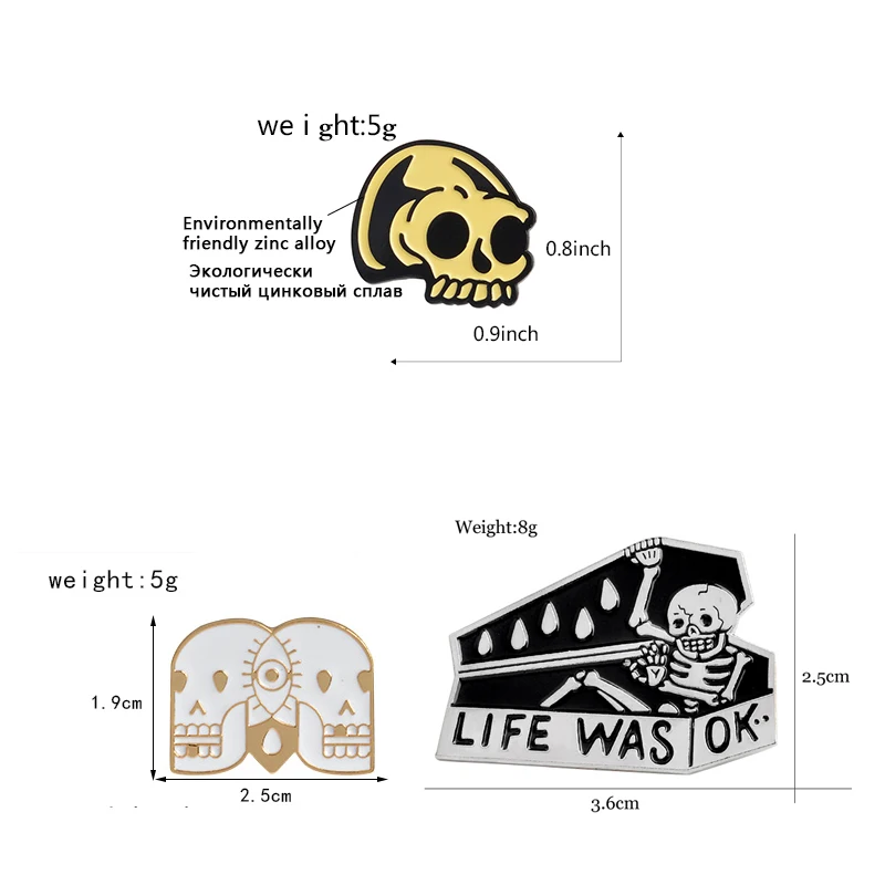 Счастливого Хэллоуина Вечерние, в подарок, панк, готика, темный скелет, коллекция черепа, гроб, зомби, Мумия, ребра, эмалевые броши, булавки