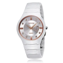 LVYIN керамические парные часы, брендовые роскошные черные часы для влюбленных женщин и мужчин, Relojes Hombre с коробкой, кварцевые часы с календарем