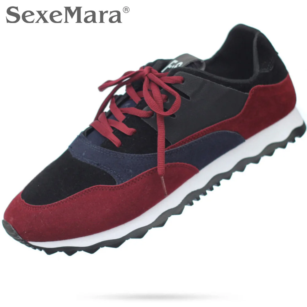 

New Brand Fall Winter 2015 Men's Fashion Spell Color Nubuck Leather Casual Shoes Low Upper Breathable Lace-Up Rubber Shoes