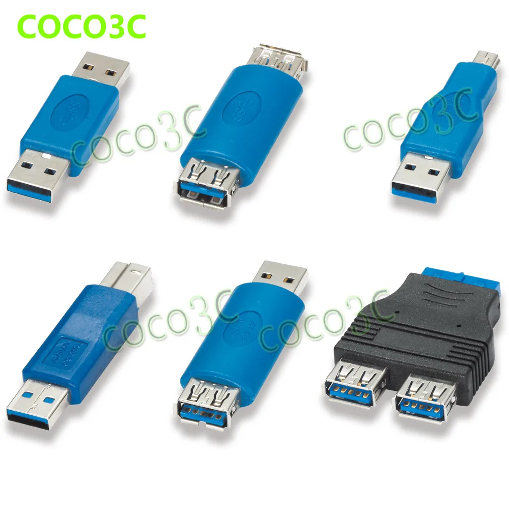 Computer Cables 10Gb//s USB 3.0 A Female Port to Female Adapter USB3.0 AF to AF Connector Converter Cable Length Blue