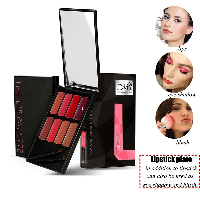Menow Brand 8 colors Lip Gloss Palette Makeup Waterproof Long Lasting Moisturizer Lipsticks Women beauty lips Cosmetic L501