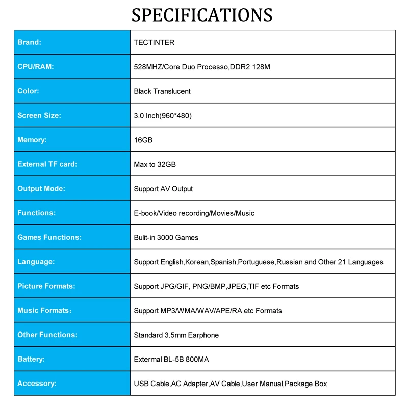 RS-97 Classic Retro Handheld Game Player Mini Video Game Console 3.0 inch Screen with 16GB Portable Built-in 3000 Games