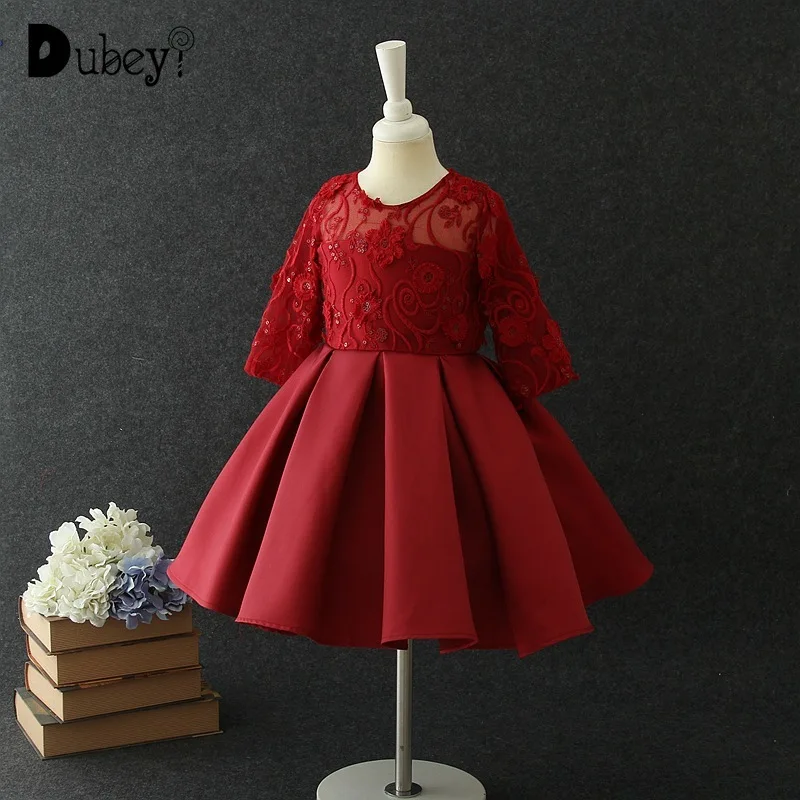 

Baby Girl Mesh Sleeve Clothes Teenager Girl Lace Princess Ball Gown Dress kid girls dress 2 to 10 years