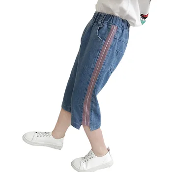 

2019 Children's Wear Girl Jeans Summer 2019 New Child Seven-point Casual cowboy Girl Denim Shorts Big Girls Costume pupil pants