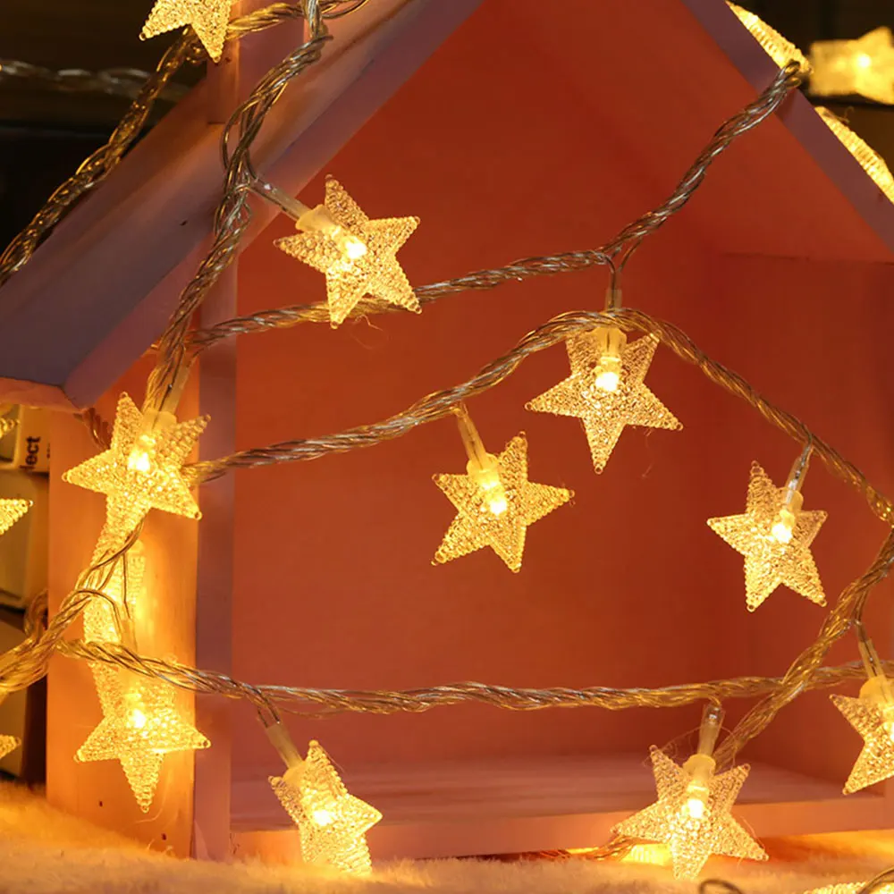 

FS-LED Warm White Star String Lights Fairy Lights USB Powered Five-pointed Star String Lights for Wedding Party Bedroom Indoor