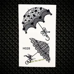 Летний стиль зонтик конструкции черный Временные татуировки Стикеры Для женщин Средства ухода за кожей ARM плечо татуировки gh028 flash