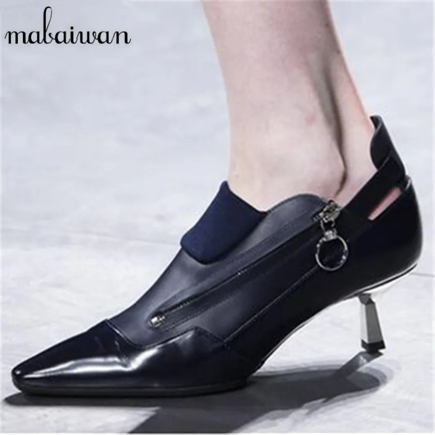 Fashion Pointed Toe Women Pumps Black Sexy Ladies High Heels Genuine Leather Wedding Dress Shoes Woman Valentine Shoe