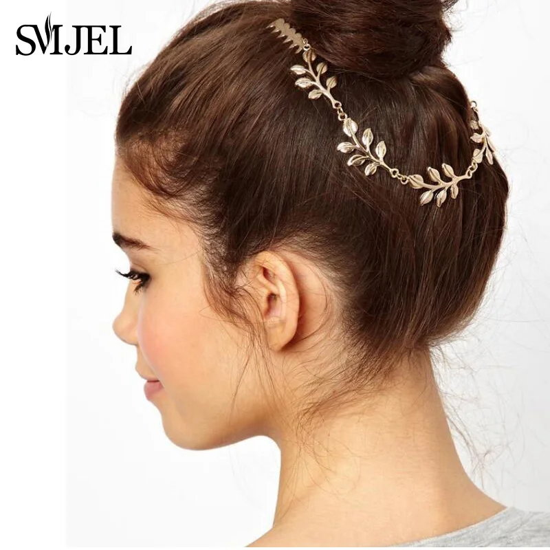 

SMJEL New Arrival Fashion Gold Boho Leaf Hairpins Women Girls Party Wreath Accessories Wedding Plant Barrettes Hair Clips