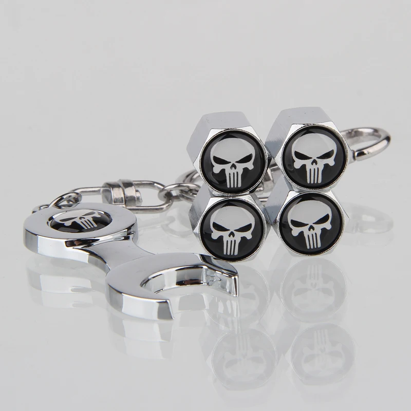 

4Pcs/lot Auto Metal Tire Valve Caps Punisher Car Tyre Air Stems Cap Automobile Motorcycle Tire Accessories PUNISHER Car Styling