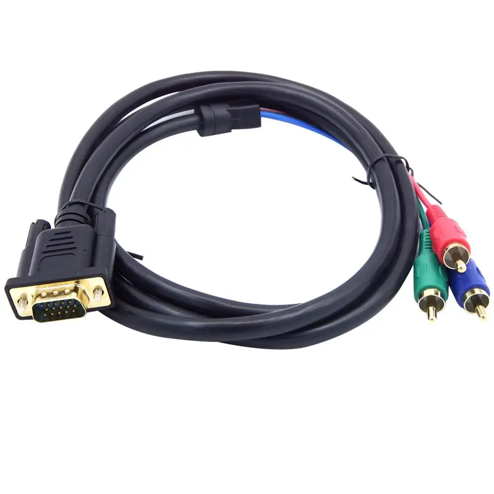 

HOT DOONJIEY 1.5m VGA to TV 3 RCA Component AV Audio Adapter Cable for PC Laptop