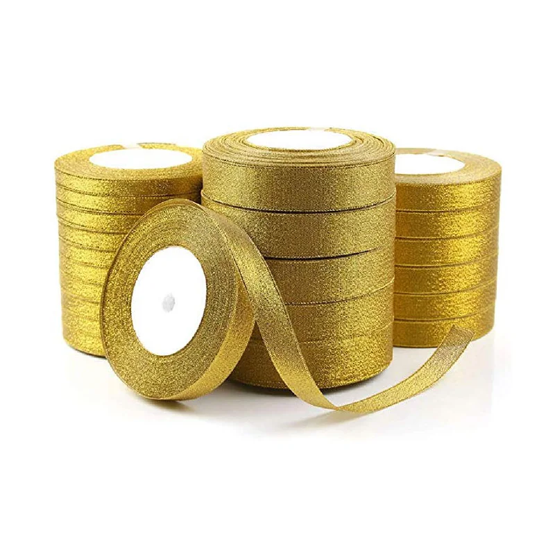 

Women DIY Ribbon 25 Yard 22M Gold SilverWedding Christmas Wedding Decora Bowtie Wrapping Ribbons Bling Bows Crafts