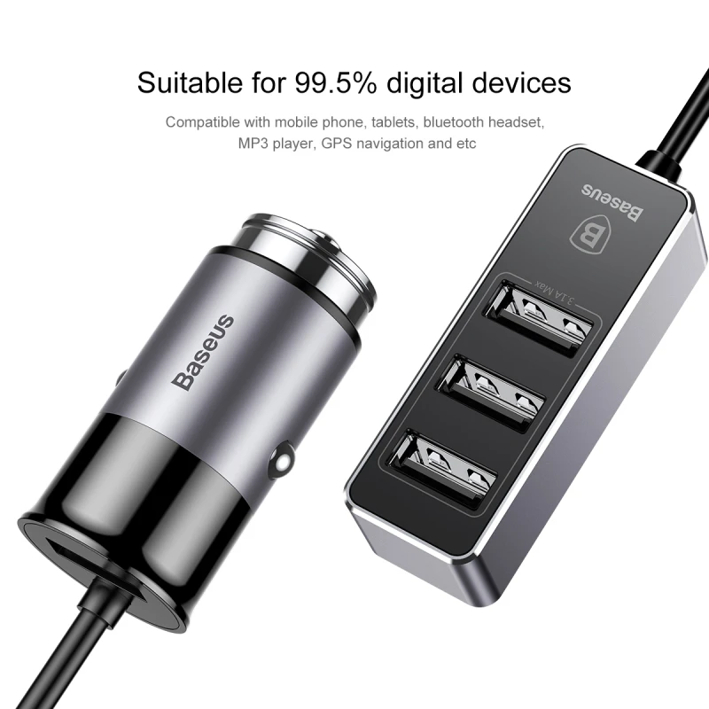 Baseus أربعة تصميم أوسب الإخراج هاتف السيارة-شواحن الجبهة واحد USB الخلفية-ثلاثة USB سيارة شاحن آيفون باد سامسونج xiaomi