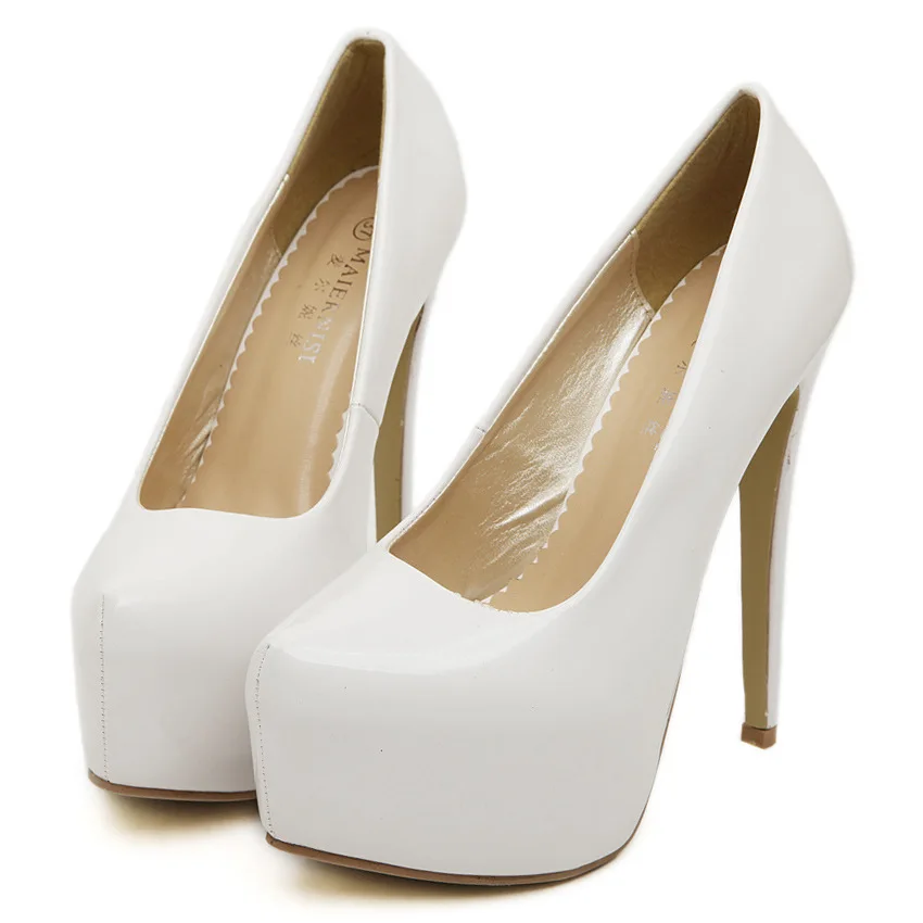 

2019 New Spring and Autumn Sexy Wedding Fetish Round Toe Woman Pumps Platform Very High Heel Pumps 15 Cm Black Red Women Shoes