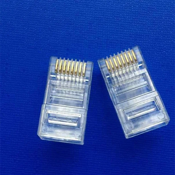 100 шт. RJ45 CAT5 неэкранированный через отверстие Модульная кабельная Головка Разъем Ethernet позолоченный сетевой разъем