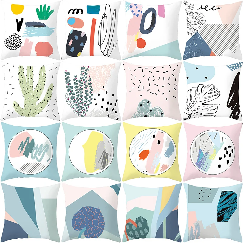 

Geometric Printing Cushion Cover Creative Geometric Polyester Decorative Pillowcase Home Accessories Sofa Pillow Case almohada