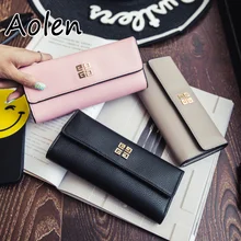 Aolen wallets high quality red purse purses genuine leather women small mini coin female for girls 2016 woman luxury long cute