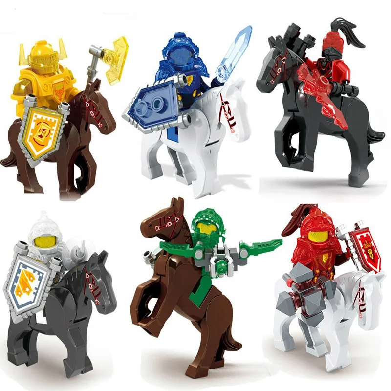 2017 New 6pcs Classic Knight with Horses Building Bricks Blocks Sets Nexus Knights Children Gift Baby Toys 897 baby-building-bricks