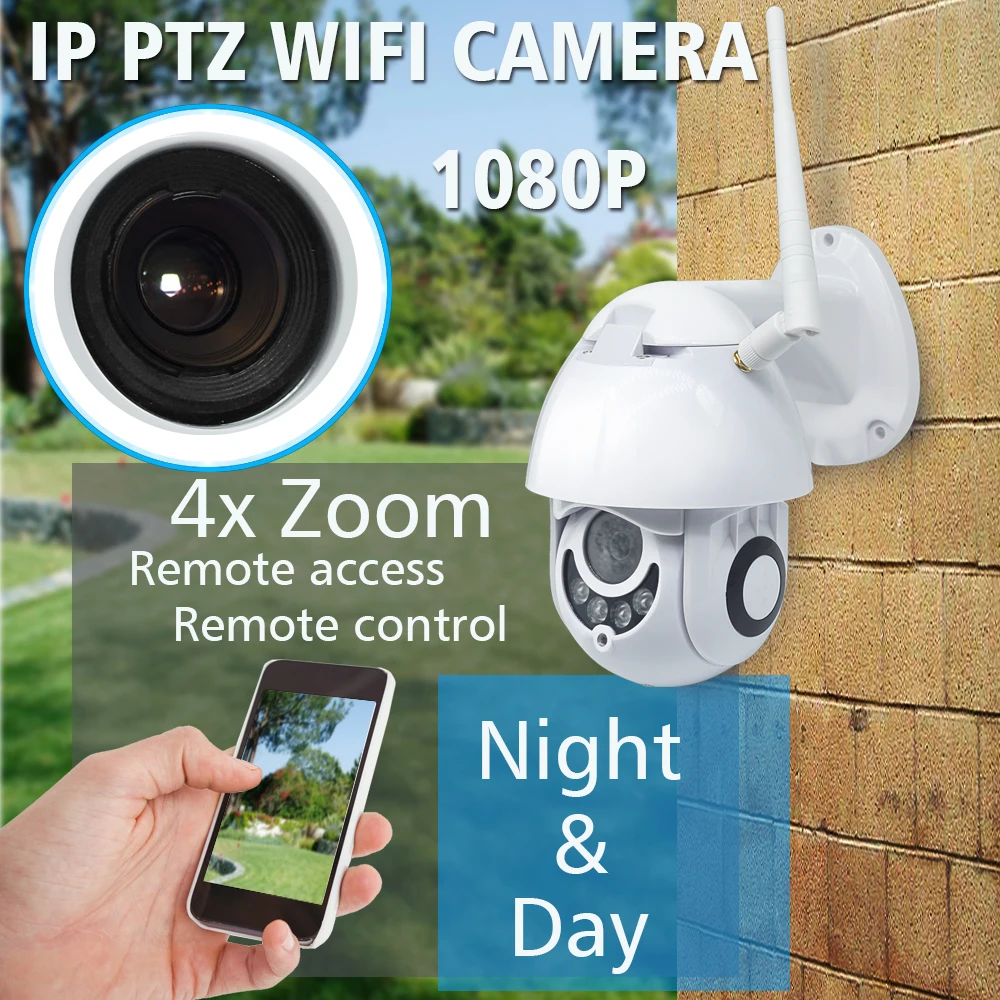 OUERTECH 4X Zoom PTZ наружная IP камера безопасности WiFi 1080P Обнаружение движения ночное видение камера безопасности TF слот для карты CCTV Камера