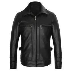 HARLEY DAMSON/Черная мужская повседневная кожаная куртка в американском стиле; большие размеры XXXXXL; Натуральная Воловья кожа; весеннее пальто из