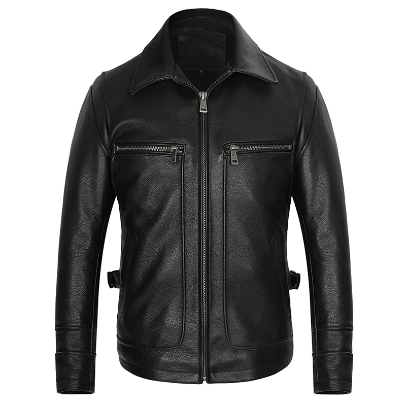 

HARLEY DAMSON Black Men American Casual Style Leather Jacket Plus Size XXXXXL Genuine Cowhide Spring Natural Leather Coat