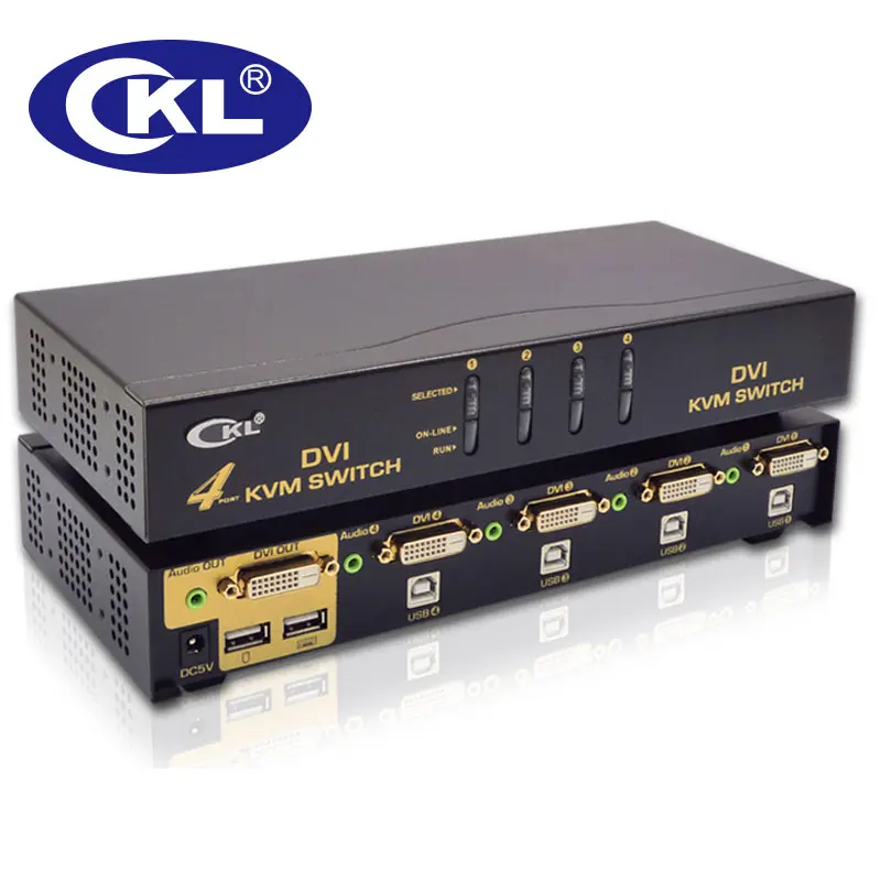 4 порта USB DVI KVM переключатель клавиатура мышь ПК МОНИТОР с аудио и поддержкой