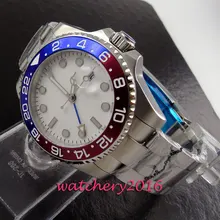 Casual 40mm Bliger Stainless Steel white dial sapphire glass date adjust GMT automatic movement Men’s Mechanical Wristwatches