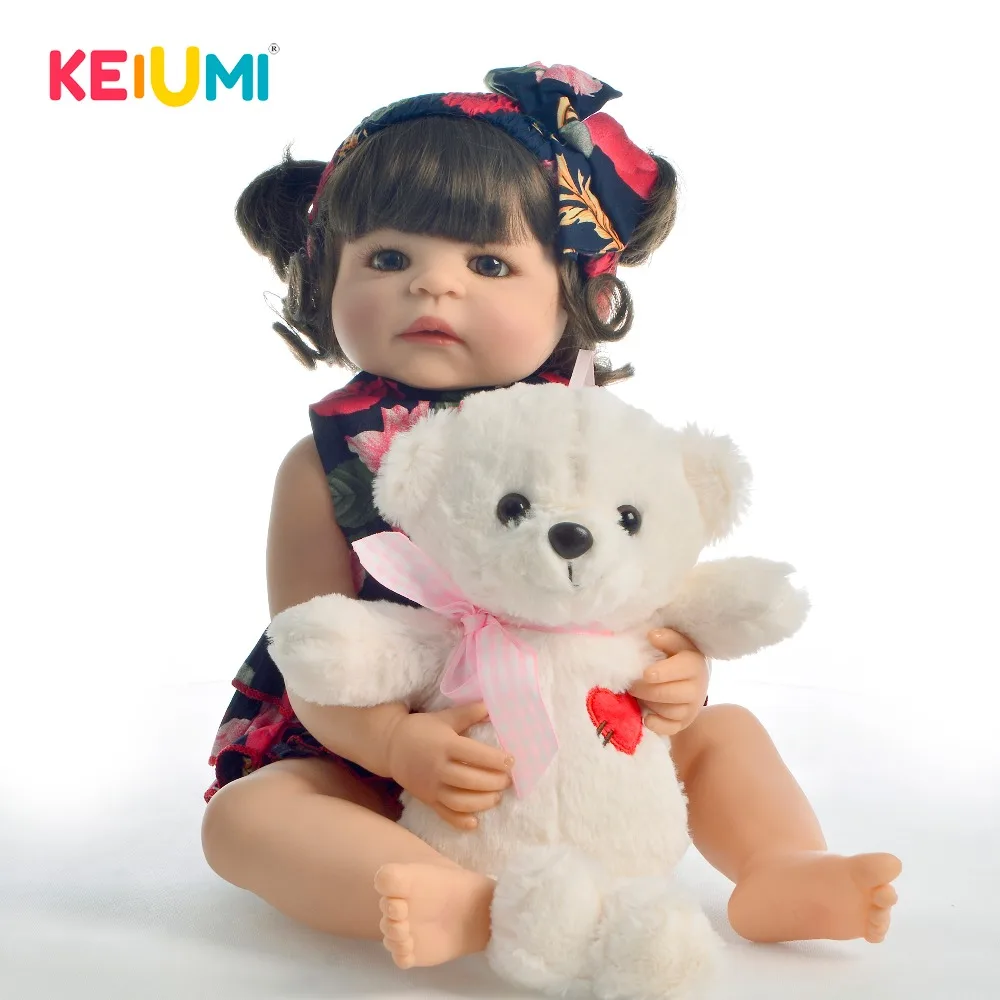 KEIUMI прекрасный Reborn Menina Boneca 55 см всего тела силиконовые 22 &quotReborn Baby Doll с завитками