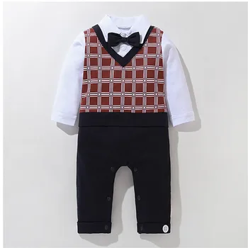 

Baby Boys Romper Boy Jumpsuits Children's Clothes Kids Clothing Sets Infant Boys Gentleman Tie Rompers 8sets/lot Hot Sale