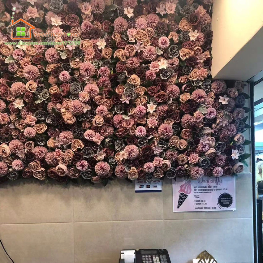Artificial Rose Flower Wall for Wedding Flowers Runner Decoration GY611