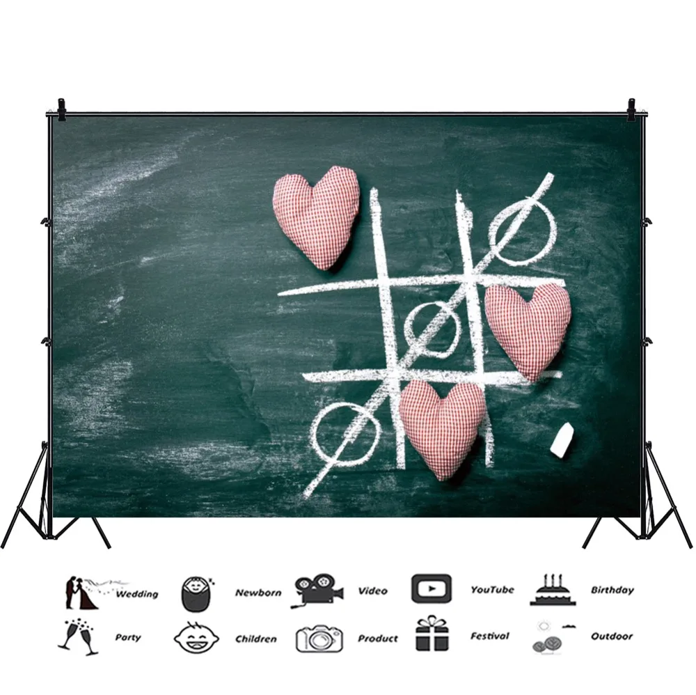 Laeacco Chalkboard Gradient Graffiti Lattice Heart Baby Portrait Scene Photography Background Photographic Photo Backdrop Studio