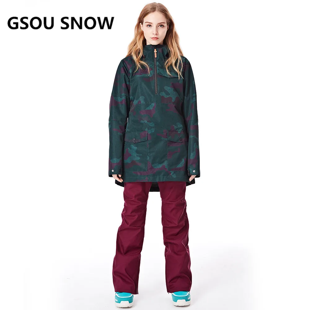 GSOU SNOW новая лыжная куртка женская нескатывающаяся куртка для сноубординга Водонепроницаемая модная ветрозащитная Женская лыжная куртка из дышащего хлопка