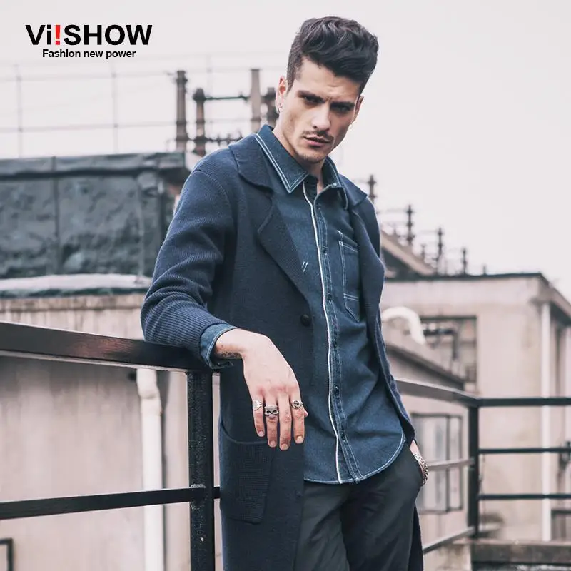 Viishow Бренд 2016 г. свитер теплый Для мужчин S Кардиганы для женщин Свитеры длинный с