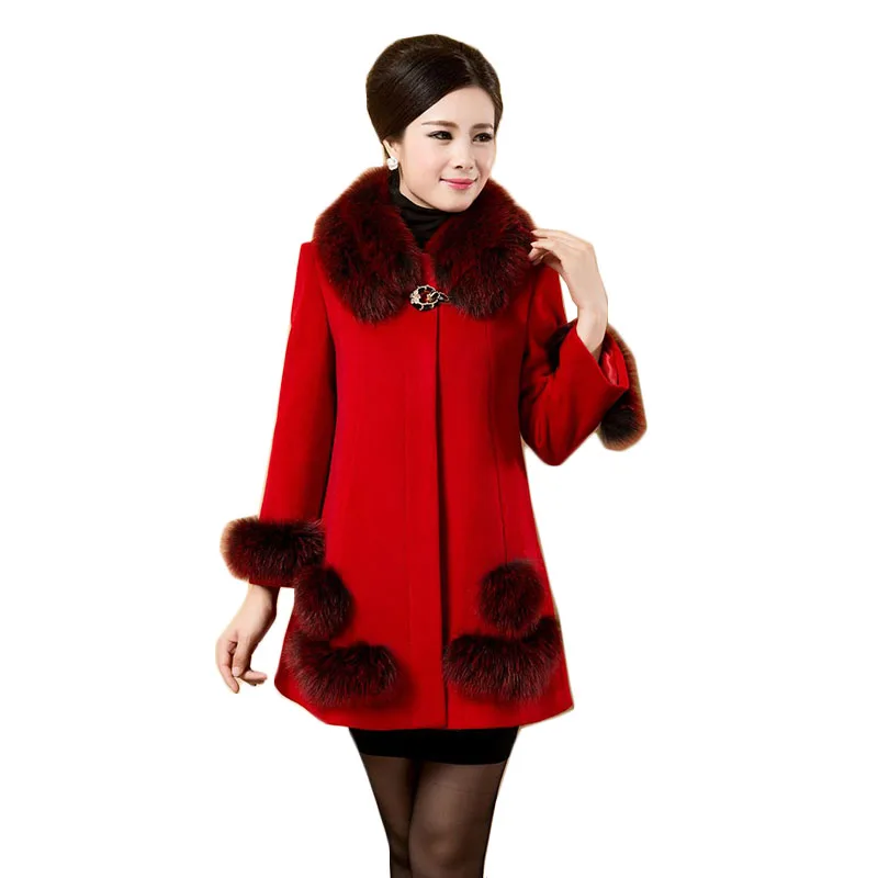 La Manteau Veste Femmes Hiver 5xl Qualité 2017 De Vêtements Yagenz black Plus D'âge Col Laine K437 Red Haute Mère Mode Moyen Taille blue Fourrure rxvqvw