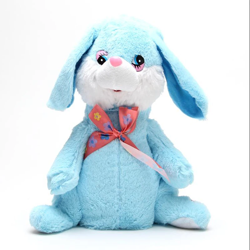Kawaii Blue/Pink Baby Stuff Plush Rabbit Toy Electronic Pet Doll Swing Ears Dancing Singing Children Interactive Soft Gift A089