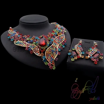 

Yulaili New Model Colorful Cubic Zircon Copper Women Crystal Two Jewelry Sets