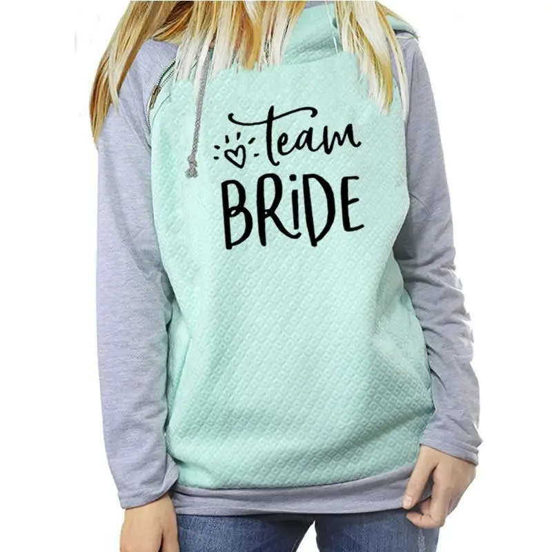 

2018 New Fashion Team BRIDE Print Sweatshirts Hoodies Femmes Corduroy Casual Loog Sleeve Printings Zipper Autumn for Woman