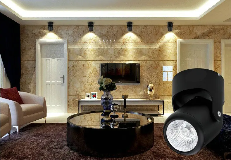 Lâmpada do Teto Luz de Ponto Led para Baixo Super Brilhante Graus Rotação Ac85-265v Downlights Superfície Montada 5w 7 180 9 High Quality Luzes e Iluminação