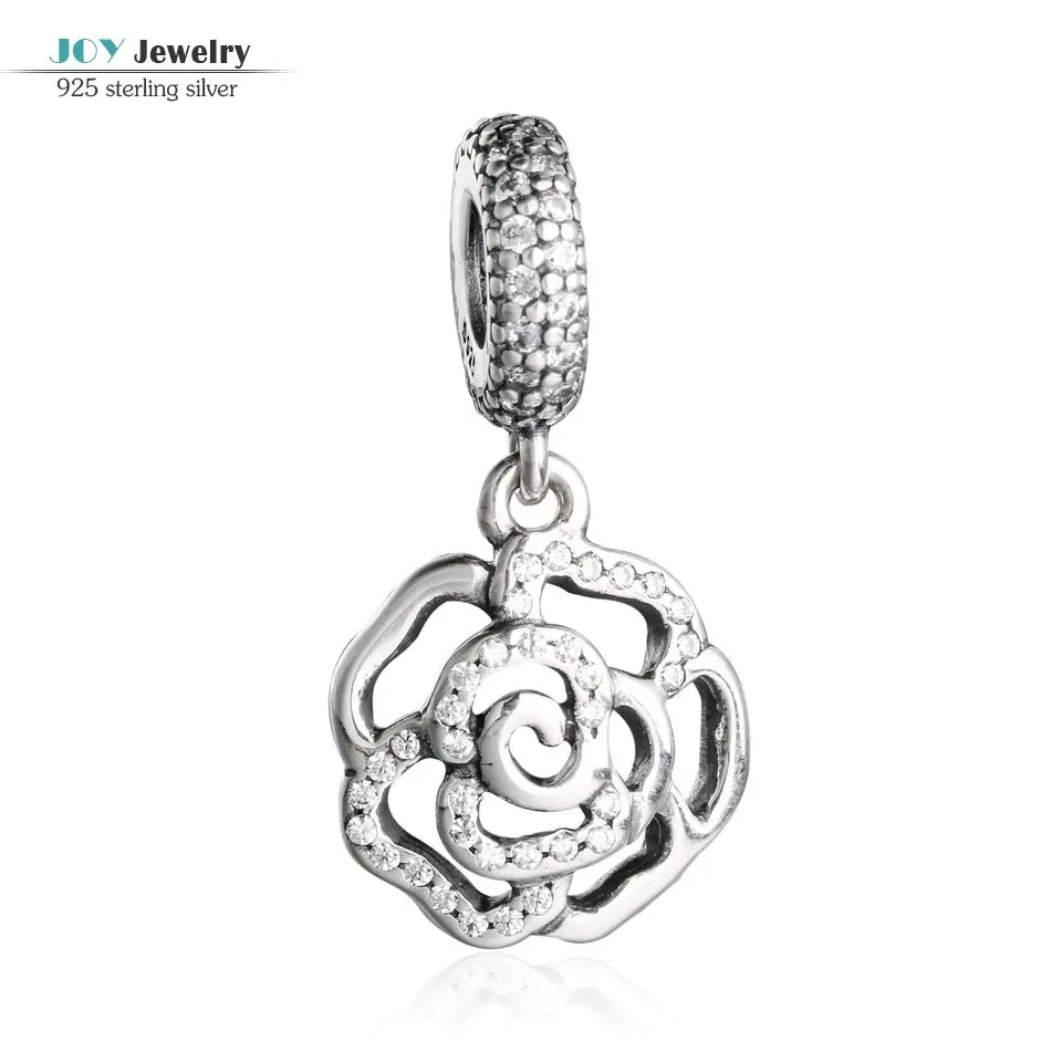 European 925 Silver CZ Charm Beads Pendant Fit sterling Bracelet Necklace Chain