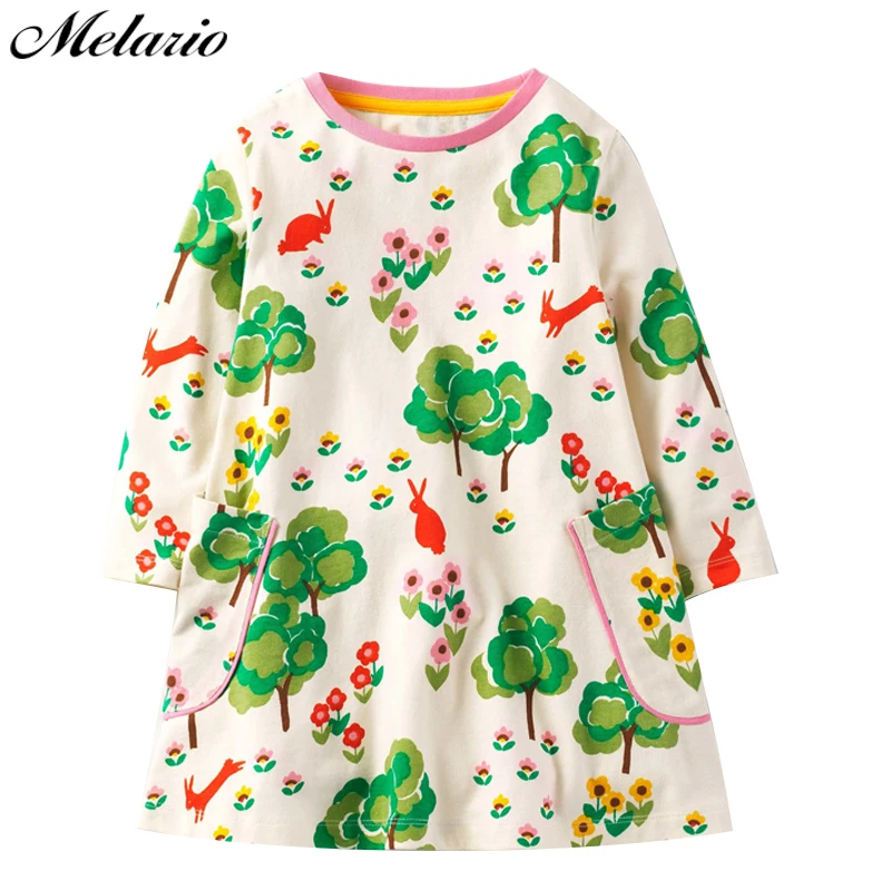 

Melario Girls Dresses 2017Fashion Kids Girls Dress cartoon Long sleeve princess dress Tree Print kids dresses children clothing