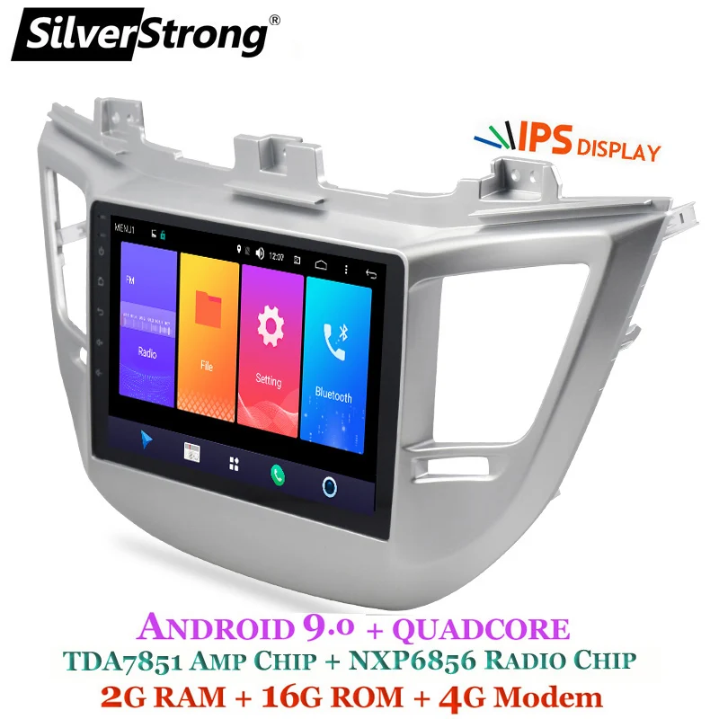 SilverStrong автомобильный DVD ips радио Android9.0 4G модем для hyundai Tucson IX35 2016 2017 мультимедиа